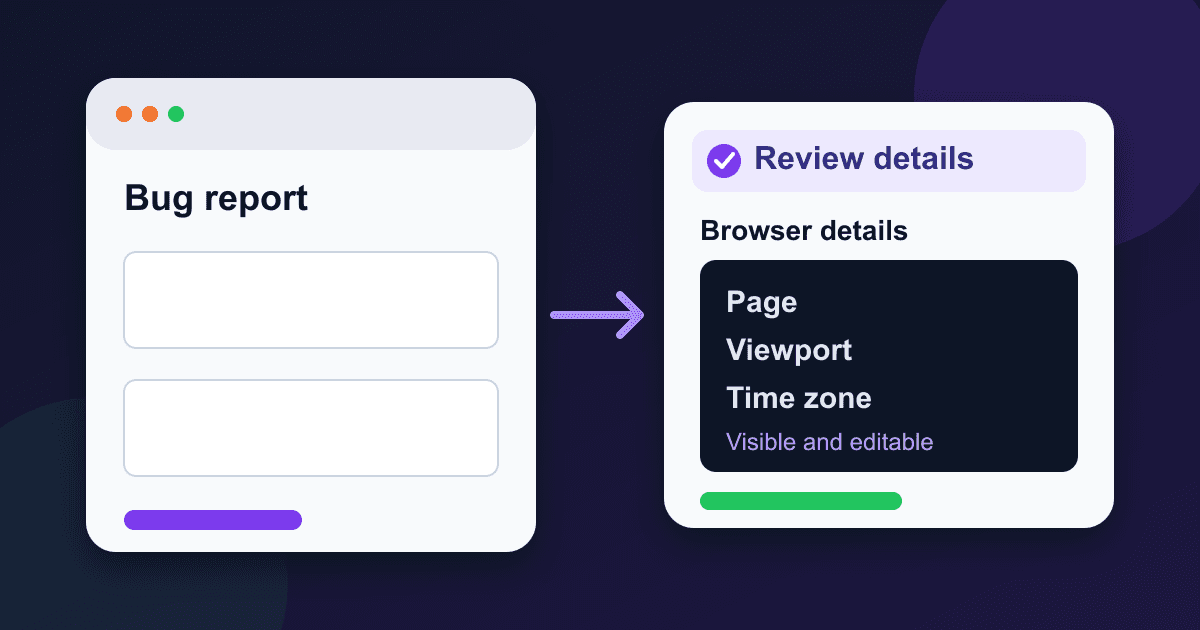 Add browser details to a bug report form safely