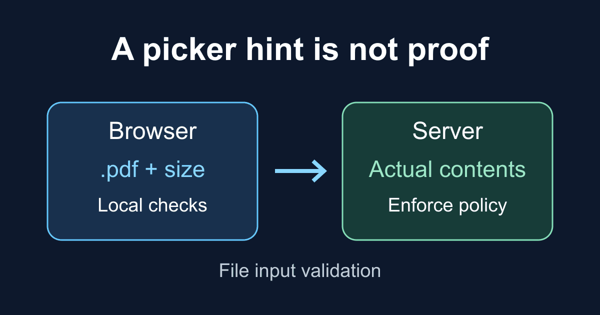 File input accept: validate type hints and file size