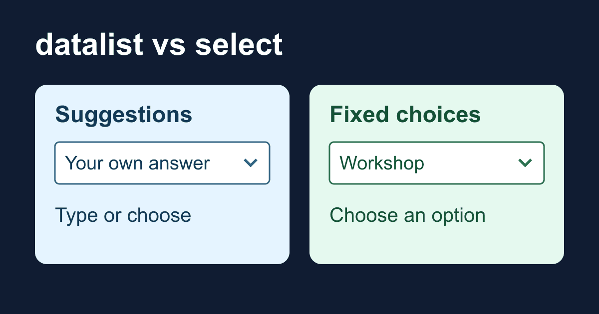 HTML datalist vs select: suggestions are not validation
