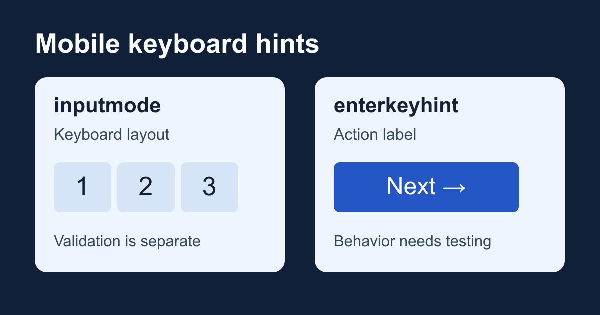 HTML inputmode and enterkeyhint: mobile keyboard hints