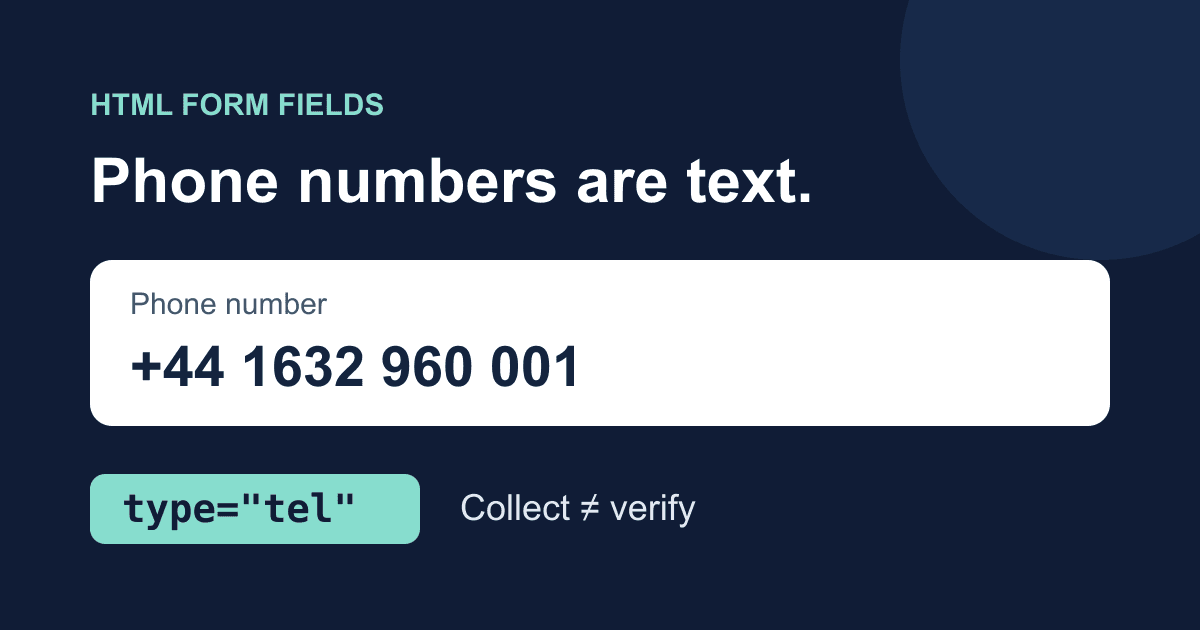 HTML phone number input: type=tel without a restrictive regex